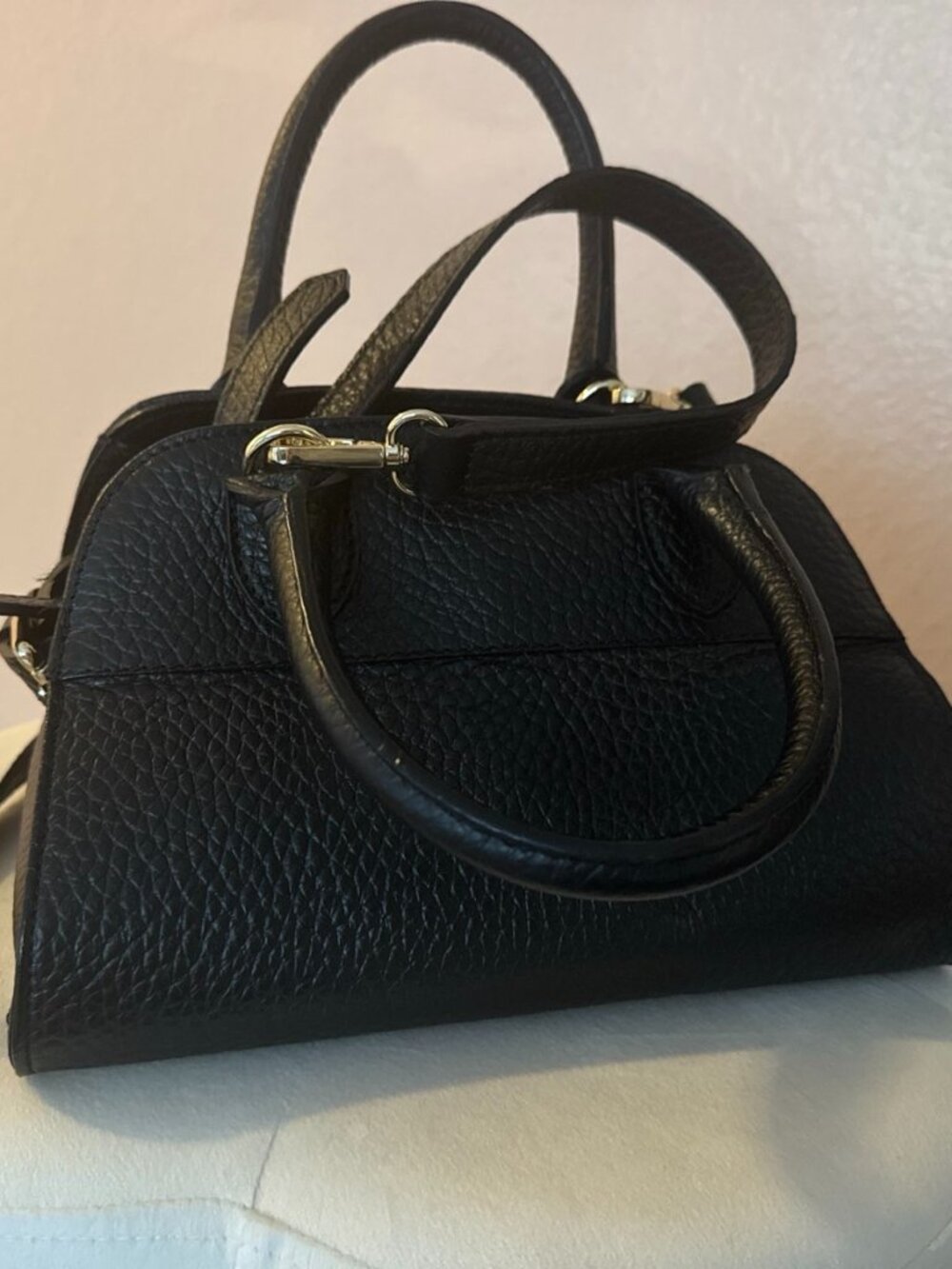 Divina Firenze Black Genuine Leather Satchel Crossbody Bag Made in Italy